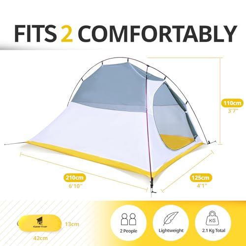 Image of GEERTOP 2-person 3-season 20D Lightweight Waterproof Dome Backpacking Tent For Camping, Hiking, Climbing, Travel,