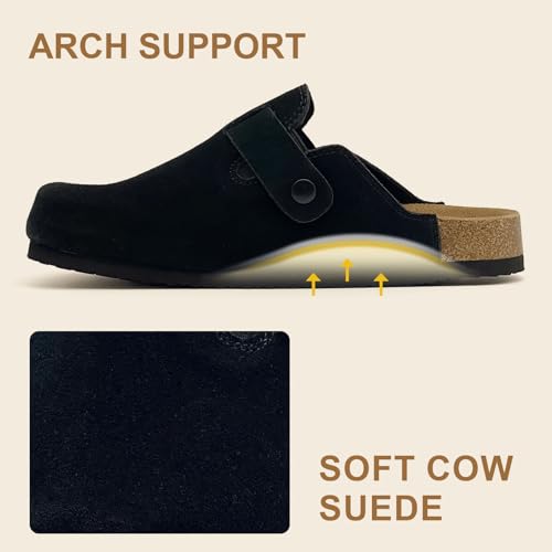 Image of Kids Suede Clogs Boys Girls Sandals Cork Footbed Toddler Slip-on Slippers Indoor Outdoor Cute Sandals Classic Adjustable Buckle