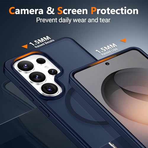 Image of SPIDERCASE Magnetic for Samsung Galaxy S26 Ultra Case,[Built-in Invisible Kickstand][Compatible with Magsafe] Slim Translucent Matte Phone Case for S26 Ultra 6.9'',Blue