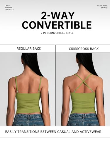 Image of 2 Pack Womens Cami Tank Scoop Neck Spaghetti Strap Tank Tops Basic Tight Camisole Shirts