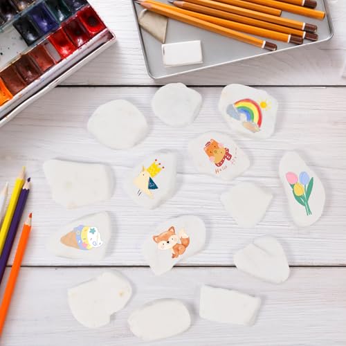 CTYUEYUN 14 Stück Steine Zum Bemalen Flache, Ideale Flache Steine Zum Bemalen 3-8 cm,Kieselsteine Zum Bemalen für Kunst und Handcraft-Projekte（Weiße）