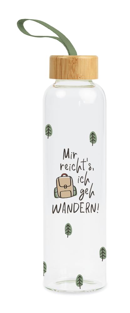 Grafik-Werkstatt Glass Water Bottle with Funny Saying | with Handle Loop | 550 ml | Hiking
