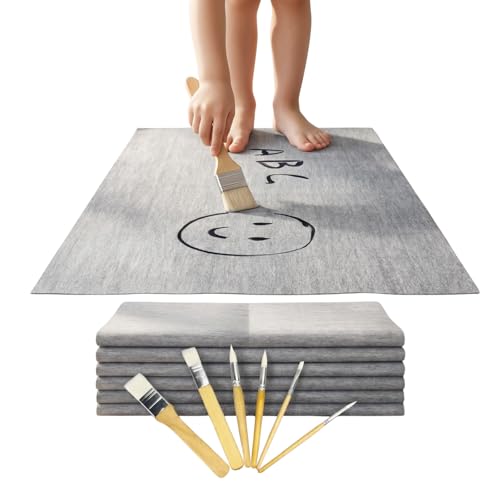 SunOutDeeal Magic Canvas Paint with Water 6 Reusable Interchangeable Art Canvas Restores Original State When Dry No Paint Splatter Large Water Drawing Mat 13.3827.55in
