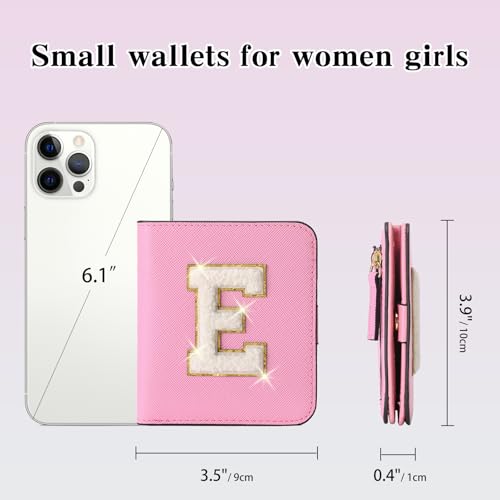 Image of RNIEGA Initial Wallet Women Small Teen Girl Gifts Trendy Stuff Girls Wallets Personalized Christmas Birthday Gift for Women Friends Daughter Granddaughter 6 7 8 9 10 11 12 13 Year Old Pink E