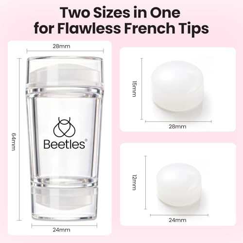 Image of Beetles French Tip Tool Nail Stamp 6Pcs Silicone French Tips Stamp Kit with Replacement Stamper Heads and Scrapers Silicone Nail Art Printing Stuff for Home DIY Salon Manicure Tools Gifts for Girls