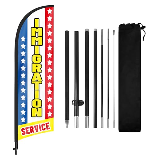 Immigration Service Advertising Swooper Flag Banner, Immigration Service...