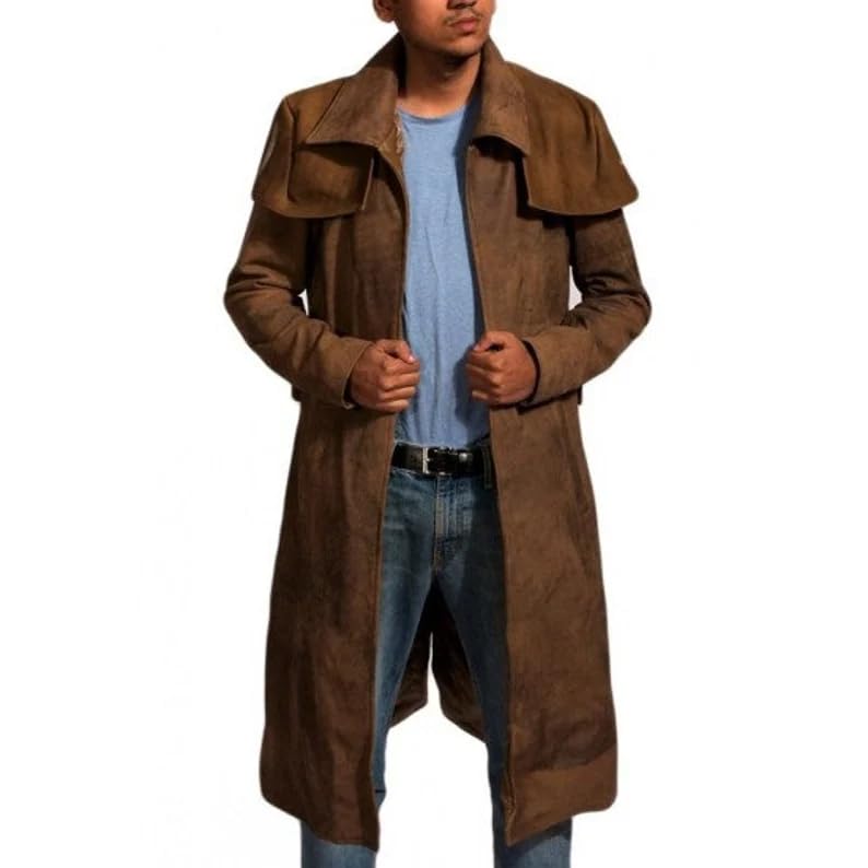 Superlative Men's New Vegas Veteran NCR Ranger A7 Duster Brown Cotton Long Trench Coat2