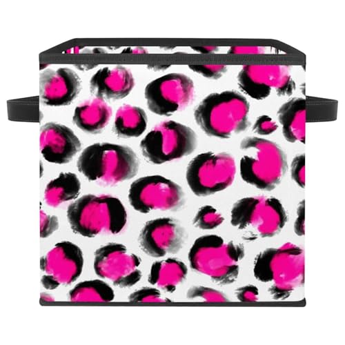 Boîte de rangement léopard rose | Cube en tissu Oxford 28cm - 2