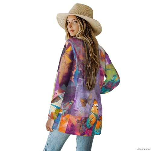 Image of Cardigan Sweaters for Women Long Sleeve Cardigan Soft Drape Open Front Fall Dusters V-Neck Jackets Dressy Loose Coat