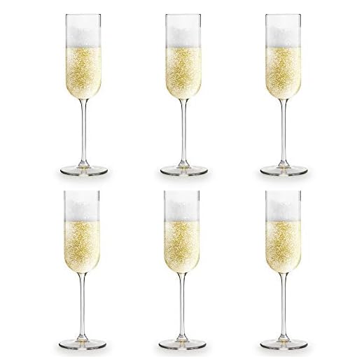 Copa de champán Skava de Libbey – 21 cl/210 ml - set de 6 unidades – forma recta – apta para el lavavajillas