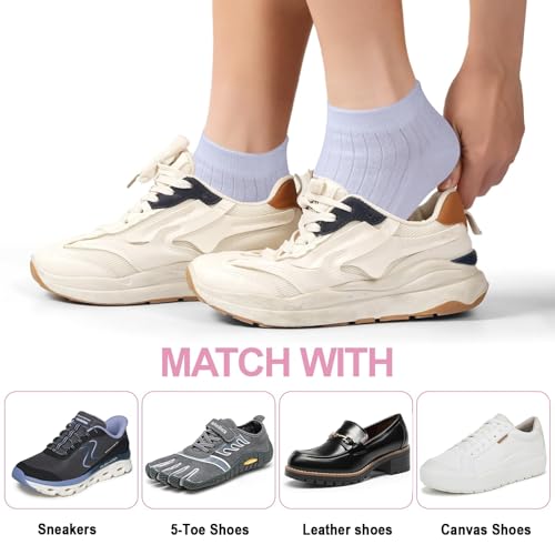 Image of Meaiguo Womens Toe Socks Cotton Five Finger Ankle Socks with Toes Separated for Running Athletic 4 Pairs