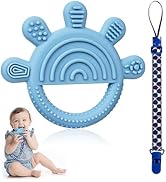 Aolso Beißring Aus Silikon, Beißring für Babys Fünf Finger Baby Zahnen Spielzeug mit Anti-verlore...