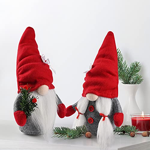 D-Fantix Christmas Gnomes Decorations, 2 Pack Handmade Tomte Swedish Gnome Scandinavian Figurine Nordic Gnomes Plush Christmas Elf Doll With Pine Cone Decoration Ornaments For Home Table Decor Gift #TOP2