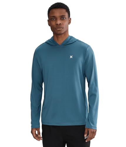 Hurley Mens Standard Hybrid Hooded UPF Long Sleeve Grey Teal
