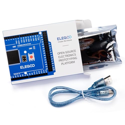 ELEGOO Mega-R3 Mikrocontroller mit USB-Kabel Kompatibel mit Arduino IDE in Schwarz
