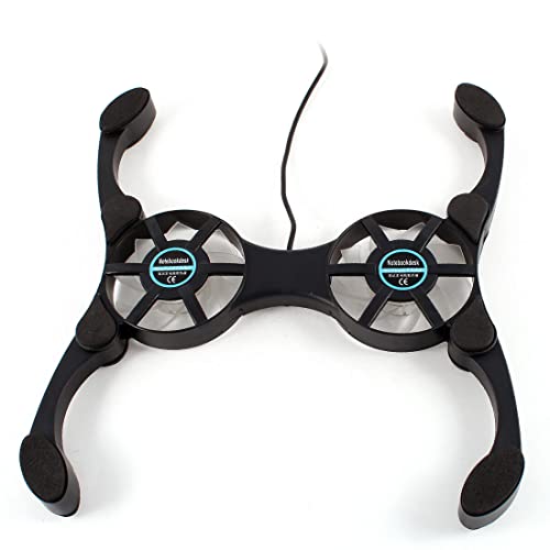 Ruilogod Plástico negro plegable 2 ventiladores usb2.0 portátil cofrentador enfriamiento almohadilla