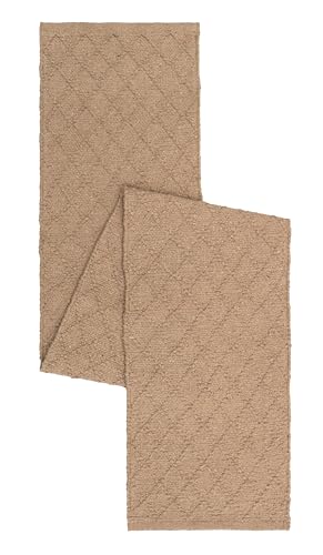 Image of The Home Talk Handwoven Solid Diamond Table 4-6 Seater Runner - Beige Design - Eco-Friendly, Textured, Durable for Dining Table,Coffee Table, Console -13x72 Inches