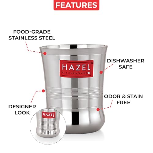 Image of HAZEL Stainless Steel Toddler Glass Set of 2 - 200ml | Unbreakable Cups for Water, Juice & Milkshake
