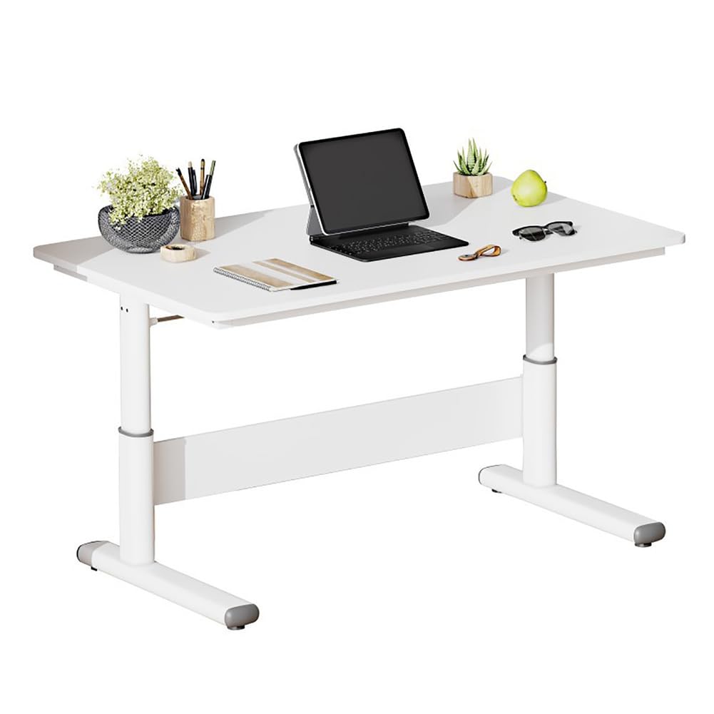 CGCSYZ Height Adjustable Desk with Crank, Ergonomic Home Office Computer Desk, Beige 80cm, Versatile Workstation for Gaming and Study, Modern Design for Comfortable Workspace (Bianco 80cm)