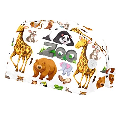 Chapeaux de travail animaux panda et girafe (lot de 2) casquettes bouffantes mixtes