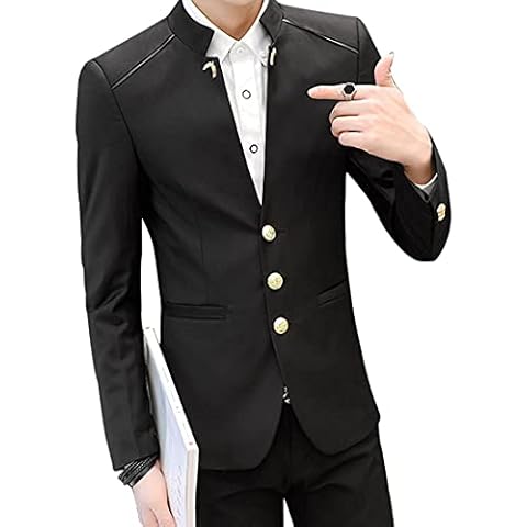 Men's Casual Three Button Slim Fit Blazer Jacket Lightweight Sport Coat Blazer Lightweight Suit Jacket, Black, S Cover