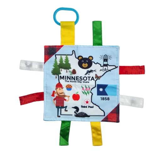 Baby Jack & Co 8x8&rdquo; Learning Lovey Minnesota State Tag Stroller Toy for Babies - Crinkle Toys for...
