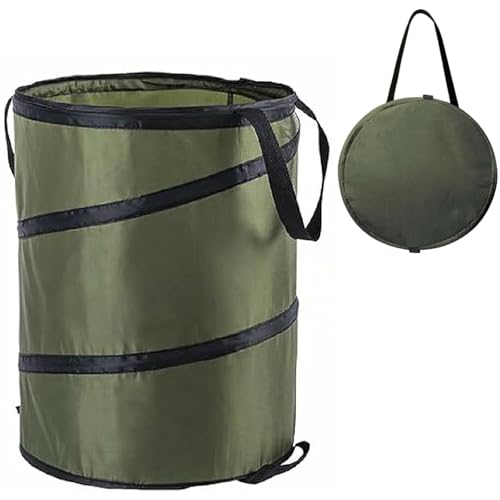 Garden Waste Bag & Camping Trash Can Collapsible Oxford Cloth Pop-Up Sack with Handles Reusable Bin for Leaves Rubbish Toys Ideal for Gardening Hiking Picnics Lawn Care Yard Storage(Brown-90L)