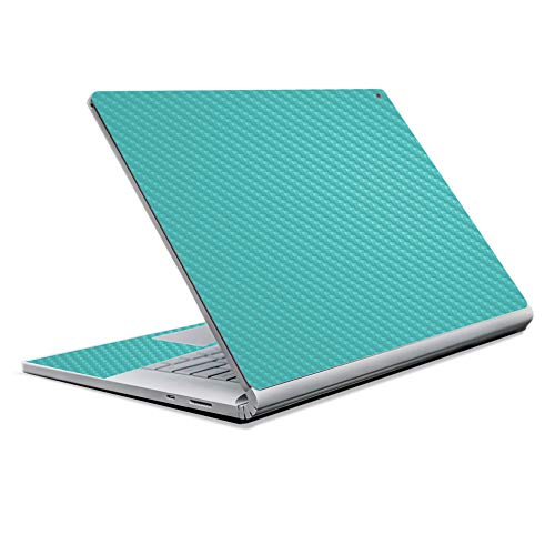 Image of MightySkins Carbon Fiber Skin for Microsoft Surface Book 2 13 inch (2017) - Solid Turquoise,Protective, Durable Textured Carbon Fiber Finish,Easy to Apply, Remove, and Change Styles,