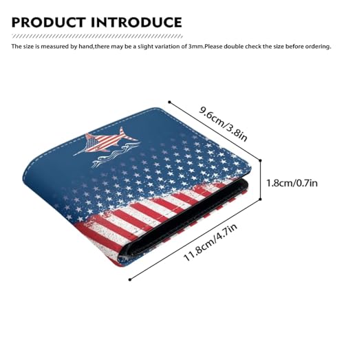 Image of Coldinair USA Flag Fish Leather Wallet for Teen Boys Kids Purse Wallets Leather Boys Bifold Wallet Credit Card Cash Id Holder Cool Slim Bifold Small Coin Purses,Waterproof
