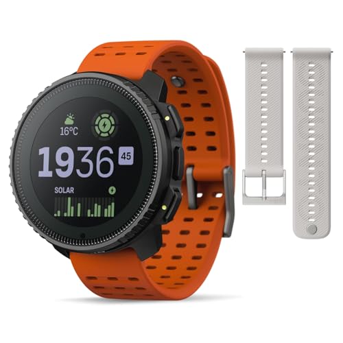SUUNTO Vertical Adventure GPS Watch w/Offline Maps Steel Solar Canyon & SUUNTO 22 ATH6 Silicone Strap Powder Gray S+M