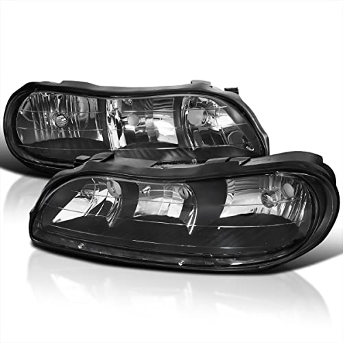 SPEC-D TUNING Black Headlights Compatible with Chevy Malibu 1997-2003, 2004-2005 Classic, 1997-1999 Oldsmobile Cutlass, L+R Pair Head Light Lamp Assembly