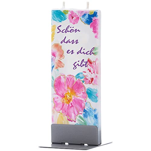 FLATYZ Vela plana hecha a mano con impresión floral, duración de la combustión: 3-4 horas, sin olores, pequeños regalos, especial, sin goteo, vela de colores 60 x 10 x 150 mm Cover