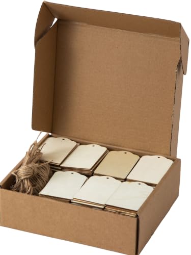 205 Pack 3 Inch Wood Tags with Hole and Twine Blank Wooden Tag Unfinished Wood Labels for Crafts