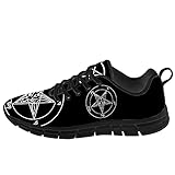 Ciadoon Satanic Shoes Mens Womens Running Shoes Tennis Walking Sneakers Satan Baphomet Pentagram Goat Devil Shoes Gifts for Boy Girl,Size 7.5 Men/9 Women Black