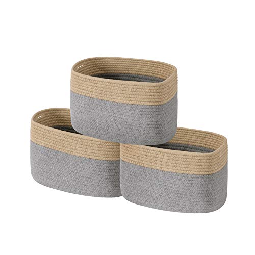 UBBCARE Cotton Rope Storage Baskets Bin Set of 3 Storage Cube Organizer Foldable
