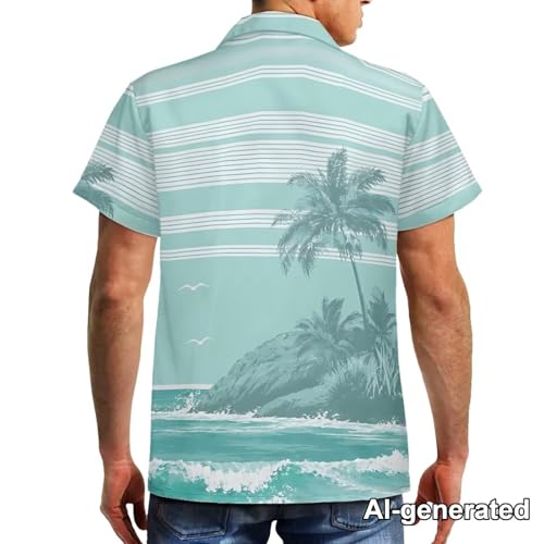 Image of Hawaii Matching Couple Outfits Husband and Wife Clothing Fashionable Mens Casual Shirts Hawaii Dress with Soft Fabric
