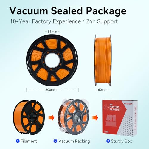 Image of Kingroon Pumpkin Orange PLA Filament 1.75mm, 1kg Spool (2.2lbs), Dimensional Accuracy + /- 0.03mm, Vibrant Color 3D Printer Filament for Most FDM 3D Printers