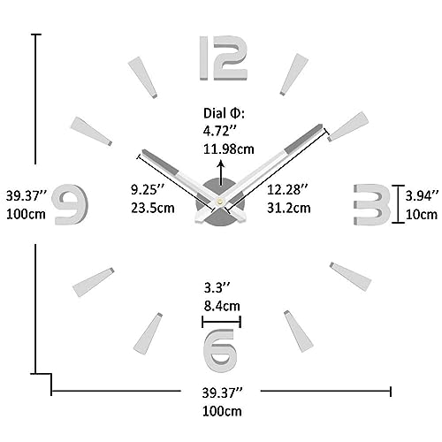VANGOLD Modern Mute DIY Frameless Large Wall Clock 3D Mirror Sticker Metal Big Watches Home Office Decorations - Image 3