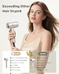 Slopehill Séchoir à cheveux ionique de voyage double tension, Séchoir haute vitesse à sourcils, compact, portable, silencieux, double automatique 100-240V, Léger, Cadeau femme, Diffuseur magnétique