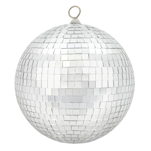 Bola espejada plateada de 8 pulgadas Celebrate It – Gran bola de espejos para decoración de fiestas, pisos de baile, eventos y celebraciones en interiores miniatura 3