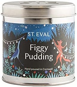 St Eval Christmas Figgy Pudding Scented Tin Candle - Wax - Home Decor & Office - Sweet Fruity Festive Fragrance - Gift