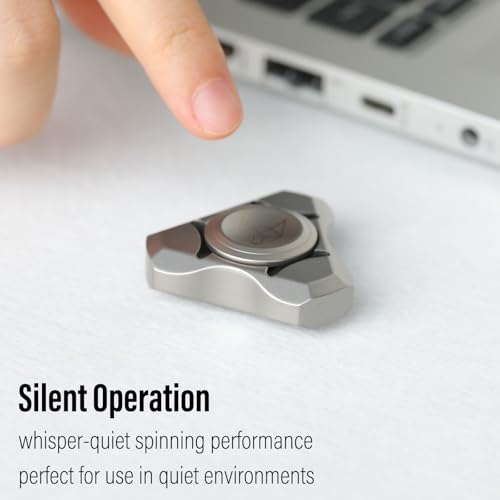 Image of FREELOVE Premium Metal Fidget Spinner for Adults, Stainless Steel Heavy Silent Spinner with Precision Bearing, Small Office Desk Toy & EDC for Stress Relief Focus ADHD, Titanium Alloy