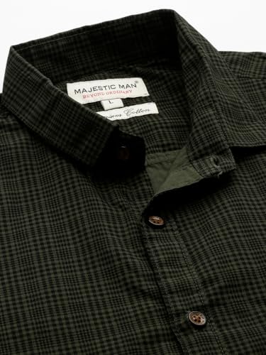 Image of Majestic Man Men's Comfort Slim Fit Pure Cotton Opaque Checked Casual Shirt