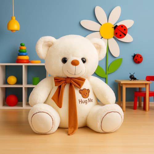 Image of ZEXSAZONE Toy Cute Rainbow Colored Huggable Teddy Bear | 32 cm | Plushie Soft Toys for Kids | Plush Soft Toys for Baby Boys and Girls Kids - Teddy | Best Valentine Gift (Cream)