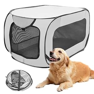 Umllpet Faltbare Hunde Transportbox 92x52x52 cm - Doppeltürig & Sicher für Autoreisen,Belüftetes Pop-Up Design aus Oxford-Stoff,Für Hunde/Katzen bis 30 kg (Grau)