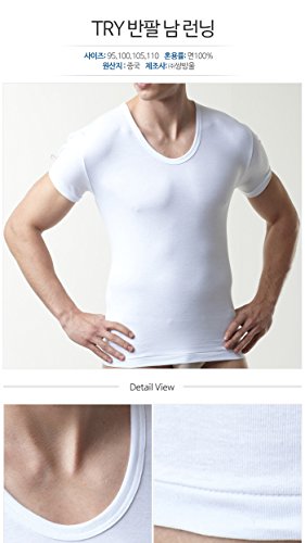 Try Men's Premium Basic Running Short Sleeve Undershirts 100% Cotton Multi Pack4