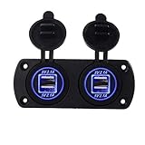 4-Port USB Charger Socket,Waterproof Dual 4.2A USB Car Charger Power Outlet Adapter Socket Fast Charging USB Port with Panel Mount for 12V/24V Car Boat Marine Motorcycle RV Truck