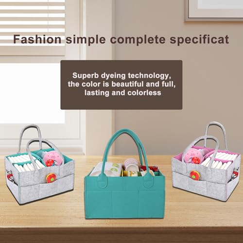 Image of Baby Diaper Caddy is a versatile baby basket designed for nursery storage, car organization, and as a thoughtful gift for baby showers. Perfect for storing diapers and baby wipes. (Turquoise)