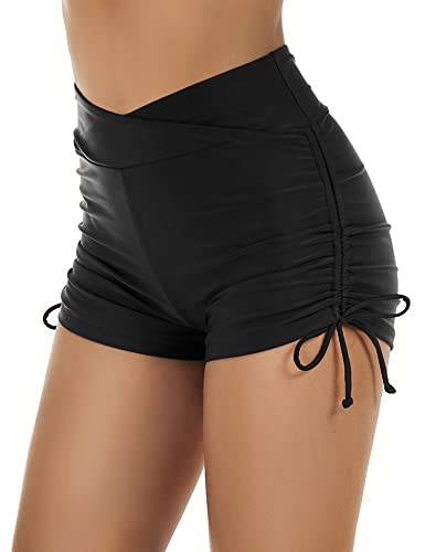 Tournesol Women's Swim Shorts High Waisted Swimsuit Bottoms Cross Waist Swimwear Boy Shorts Swimming