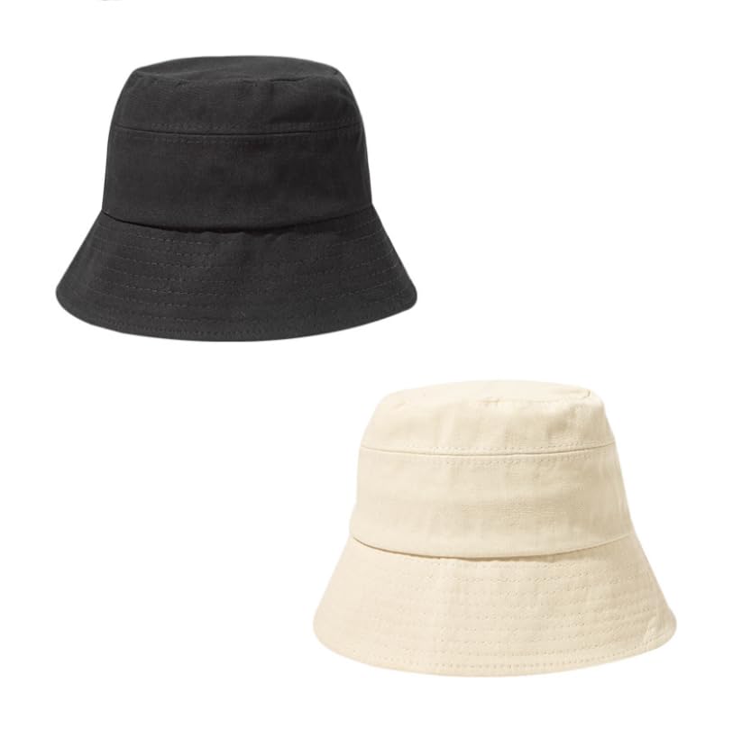 2PCS Unisex Cotton Bucket Hat for Women Men, Denim Packable Fisherman, Summer Sun Beach Hat for Casual Trips (M,07)